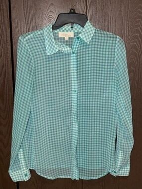 Olive & Oak Aqua Gingham Blouse